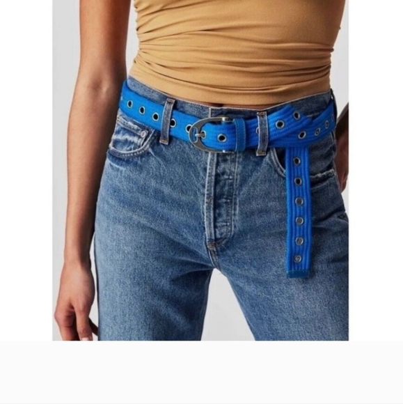 Free People Avril Grommet Leather Woven Belt - Picture 1 of 2